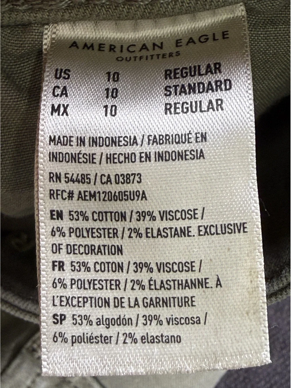 American Eagle Next Level Stretch Olive Green Jeans US 10 Regular